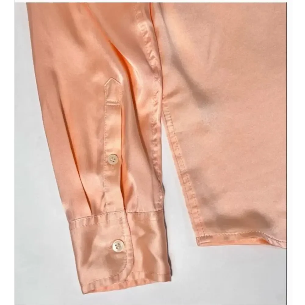 NWT J. CREW Iced Peach Blythe Button Down Silk Shirt 2 Pocket Blouse Women's 12